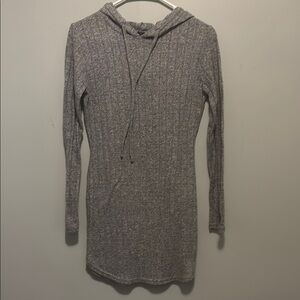 Gray Hooded Knit Dress